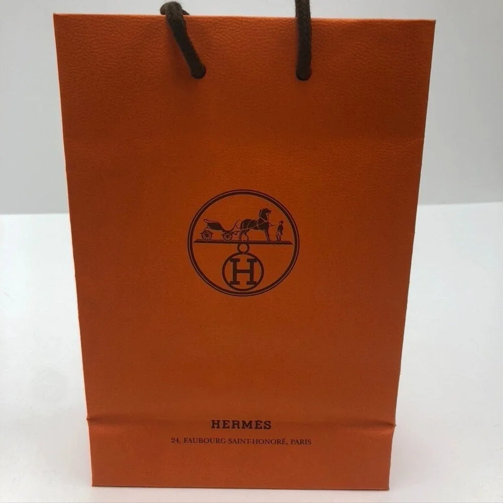 Hermes Authentic Orange‎ Paper Shopping Bag Gift Small Rectangle 5.75x8.75x2.75